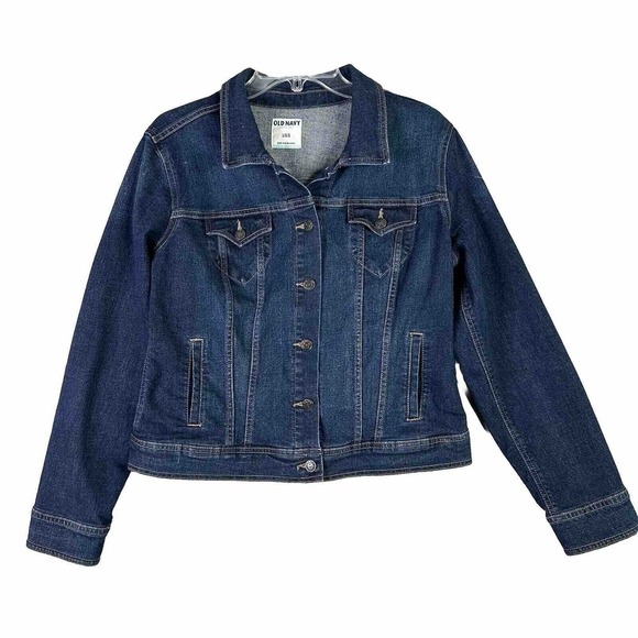 Old Navy Jackets & Blazers - Old Navy Denim Jacket Women Sz Large Dark Wash Casual Spring Classic Minimalist